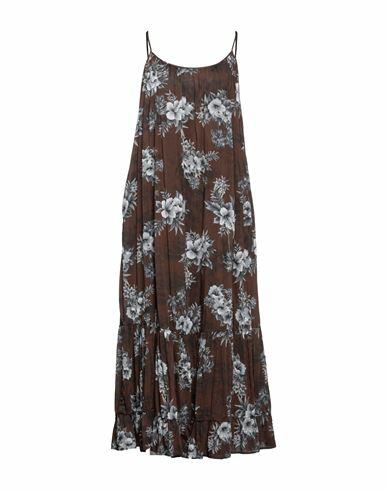 8pm Woman Maxi dress Cocoa Cotton, Silk Cover