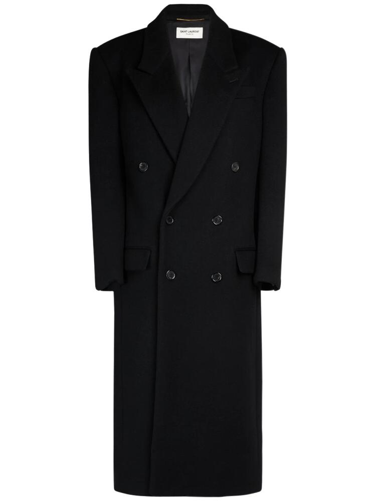 SAINT LAURENT Double Breast Wool Long Coat Cover