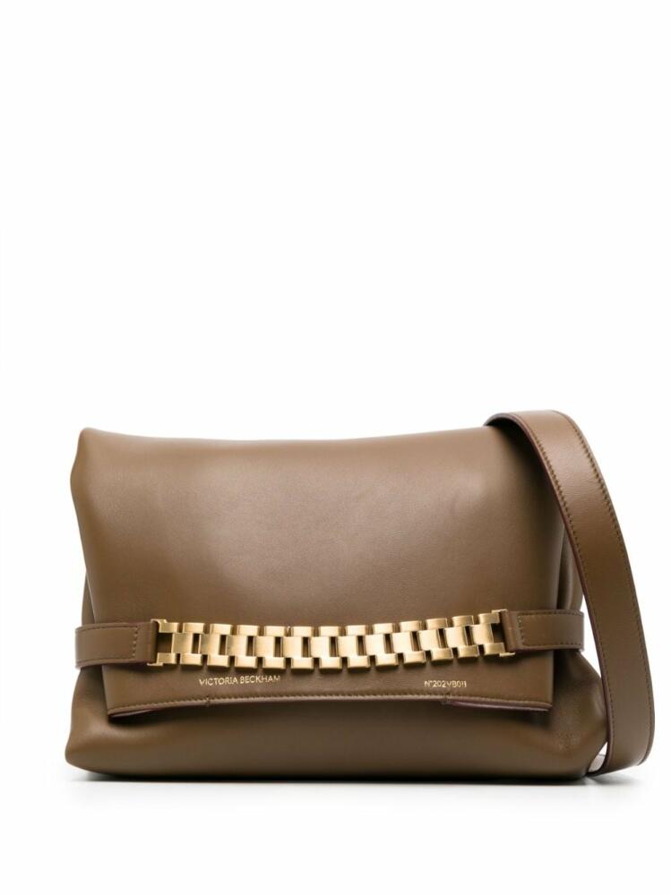 Victoria Beckham Chain leather clutch bag - Brown Cover