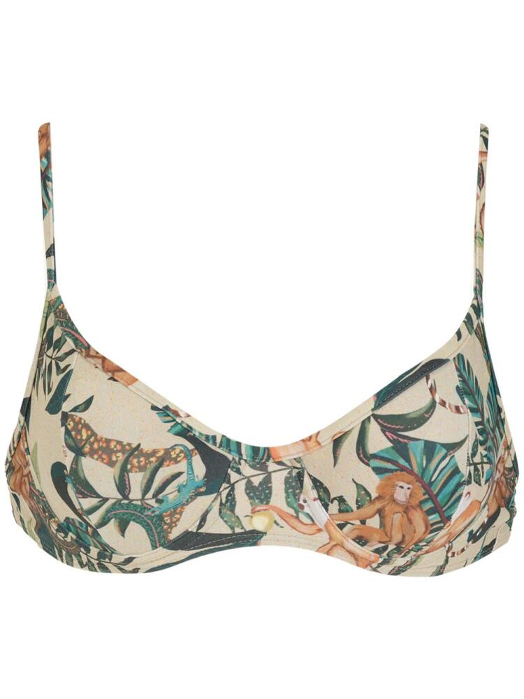 Lygia & Nanny Cassis leaf-print bikini top - Neutrals Cover