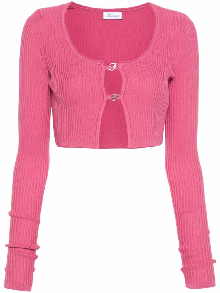 Blumarine logo-plaque cropped cardigan - Pink Cover