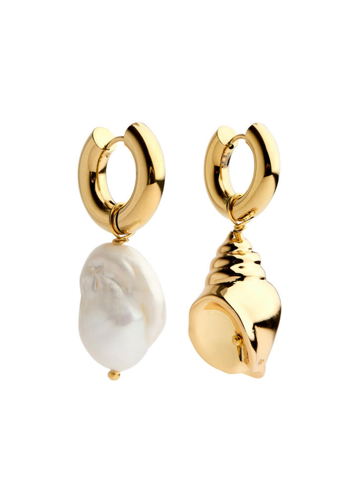 Timeless Pearly Pearl and Shell 24kt Gold-plated Hoop Earrings Cover