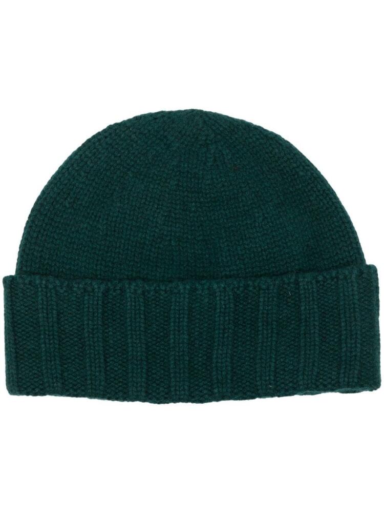 Drumohr turn-up cashmere beanie - Green Cover