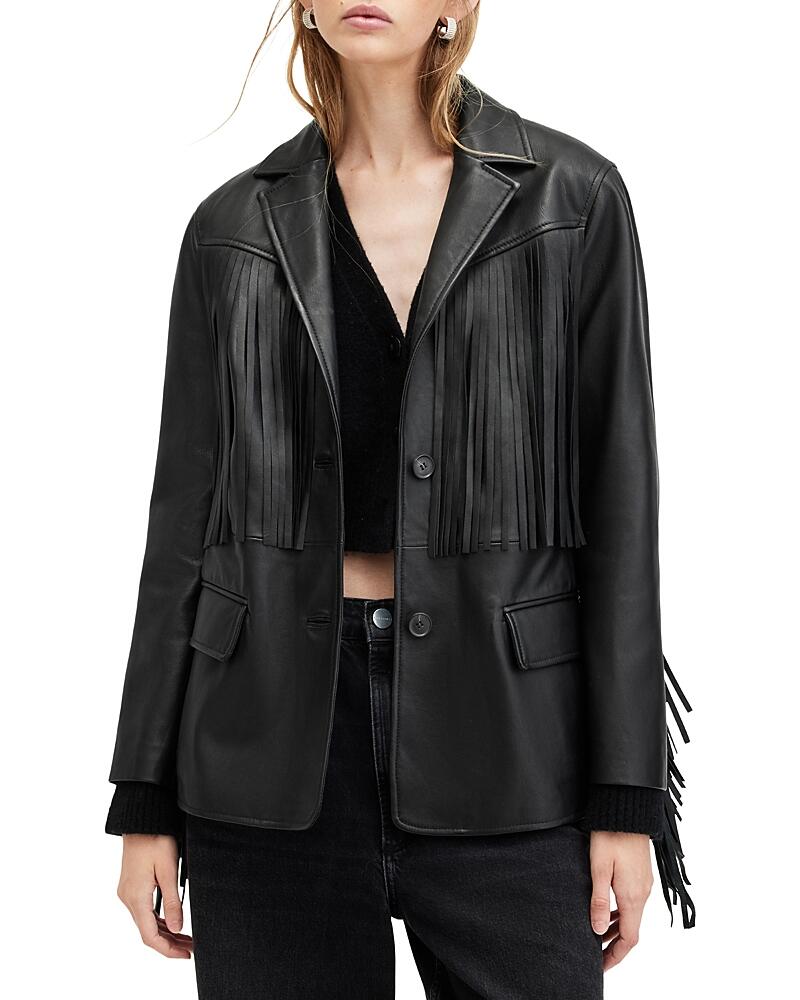 Allsaints Corinna Leather Fringe Blazer Cover