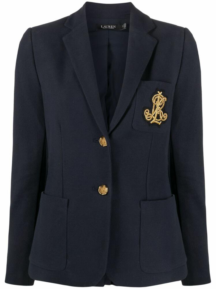 Lauren Ralph Lauren embroidered-logo single-breasted blazer - Blue Cover