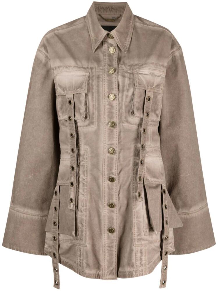 Blumarine eyelet-embellished denim jacket - Brown Cover