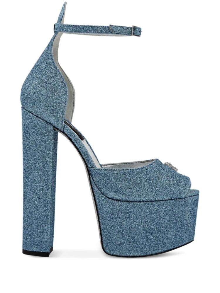 Philipp Plein Glitter 120mm platform sandals - Blue Cover