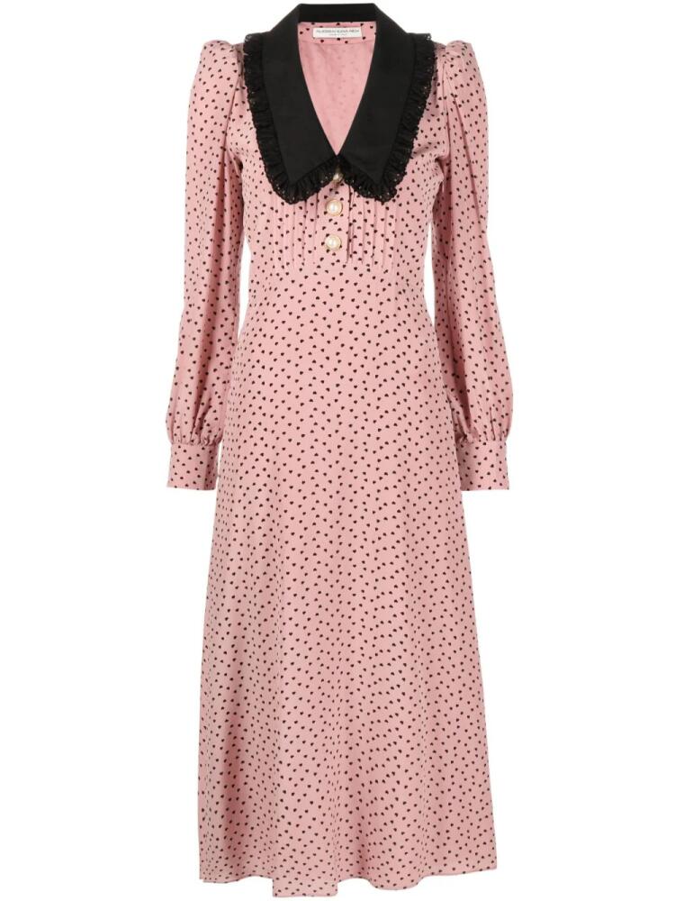 Alessandra Rich heart-print silk midi dress - Pink Cover