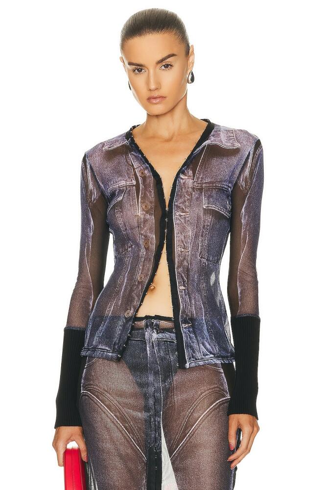 Y/Project x Jean-Paul Gaultier Trompe L'oeil Denim Hook And Eye Top in Black & White Cover