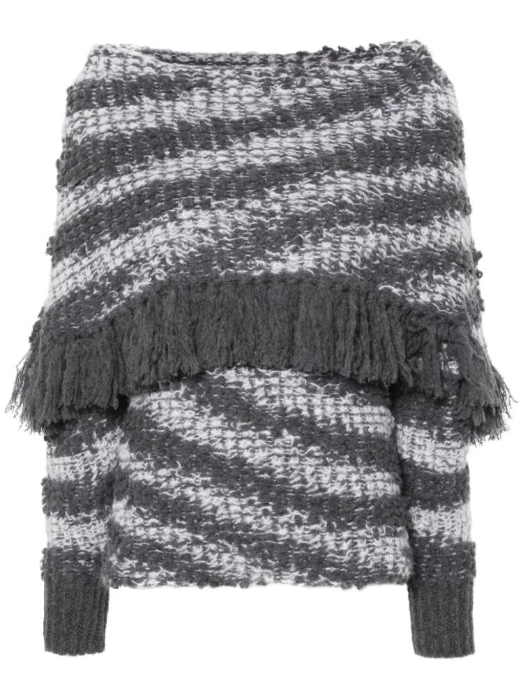 Stella McCartney fringed tiger-pattern jumper - Grey Cover