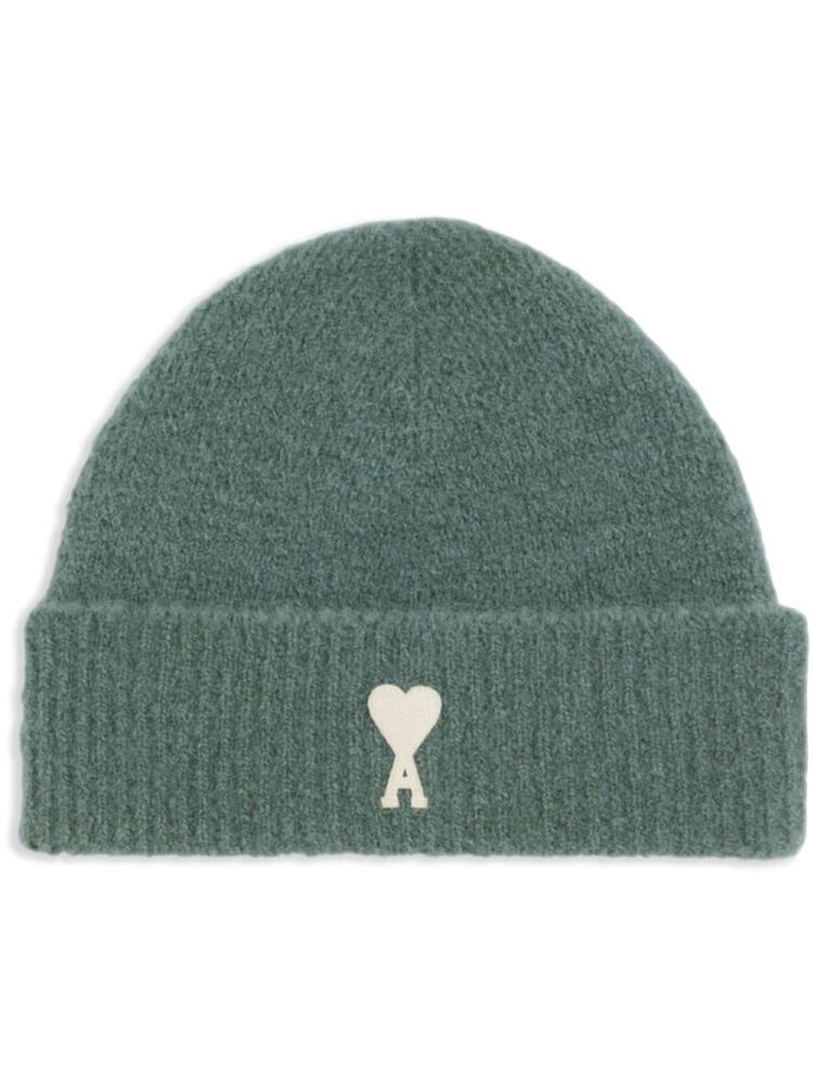 AMI Paris logo embroidered beanie - Green Cover