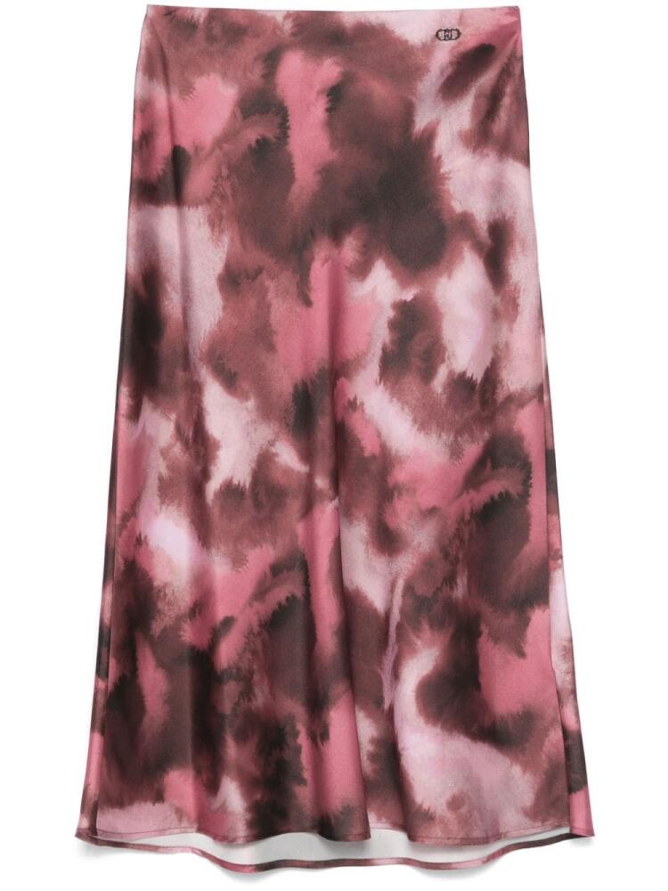 LIU JO abstract pattern midi skirt - Pink Cover