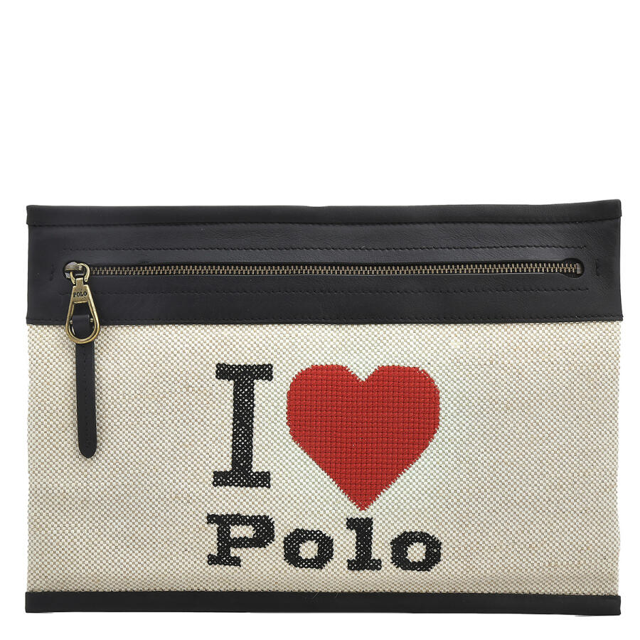 Polo Ralph Lauren Leather-trimmed Canvas Zip Pouch Cover