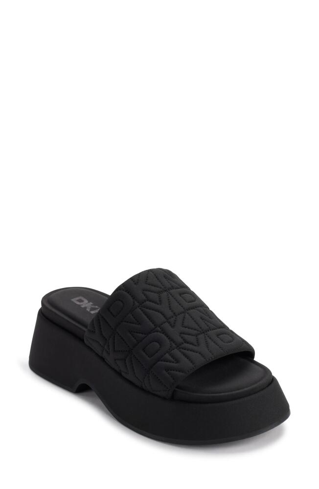 DKNY Logo Quilt Platform Sandal in Black Cover