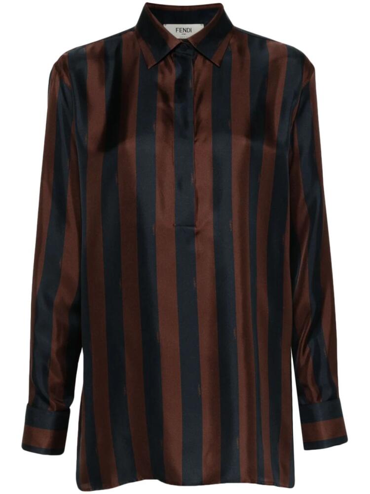 FENDI Pequin-stripe silk shirt - Blue Cover