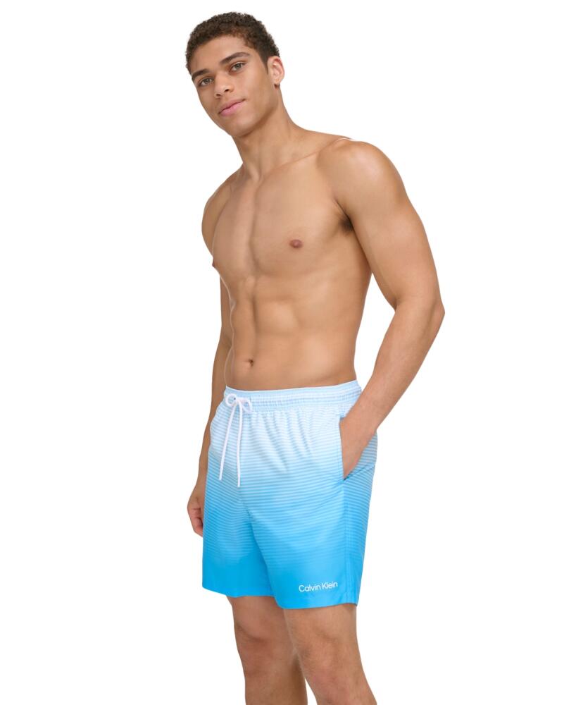 Calvin Klein Men's Gradient Striped 7" Volley Swim Trunks - Light Blue Cover