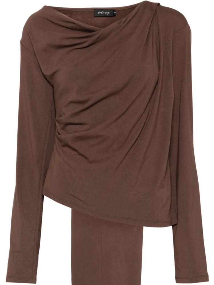 tout a coup wrap top and wide-leg trousers suit - Brown Cover