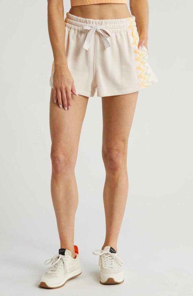 FP Movement by Free People Feeling Wavy Side Appliqué Cotton Blend Shorts in Beached Clay Combo Cover