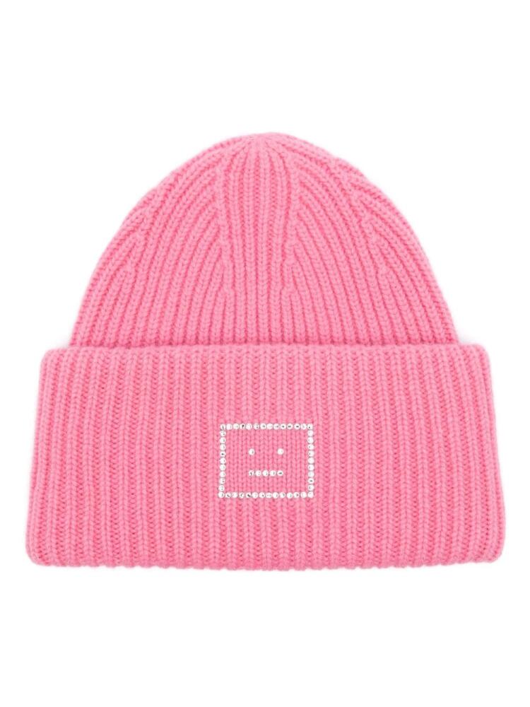 Acne Studios face-appliqué beanie - Pink Cover