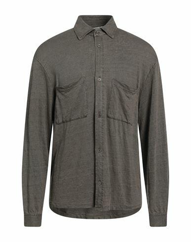 Majestic Filatures Man Shirt Military green Linen, Elastane Cover