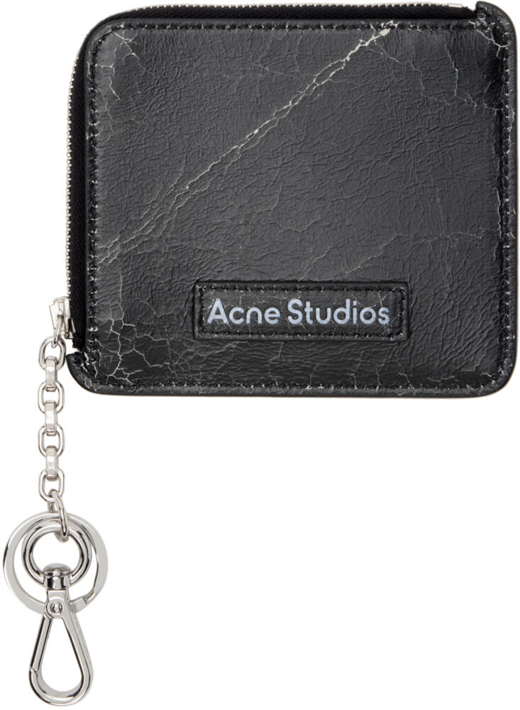 Acne Studios Black Zip Leather Wallet Cover