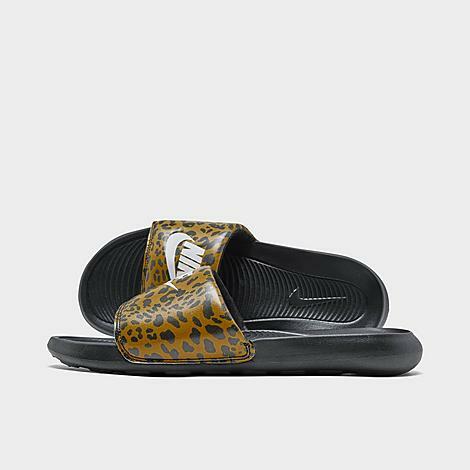 Nike Women's Victori One Print Slide Sandals in Brown/Animal Print/Chutney Cover