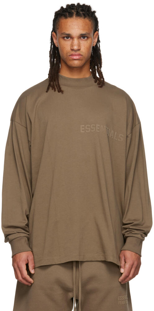 Fear of God ESSENTIALS Brown Flocked Long Sleeve T-Shirt Cover