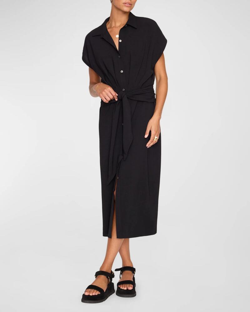 Brochu Walker Setia Dolman-Sleeve Tie-Waist Midi Shirtdress Cover