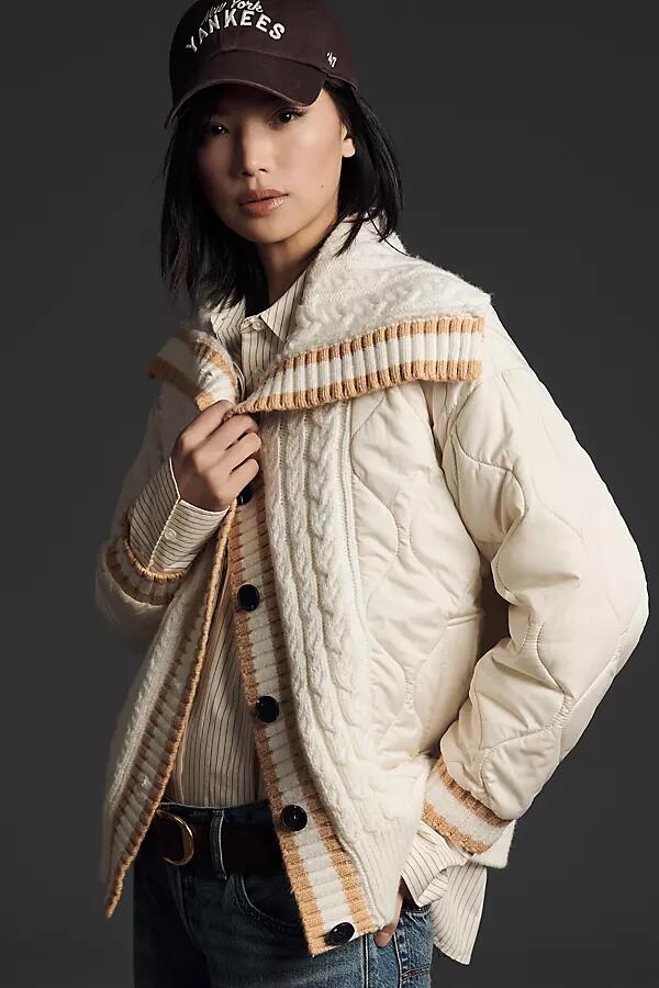 Avec Les Filles Quilted Cable Sweater Jacket Cover