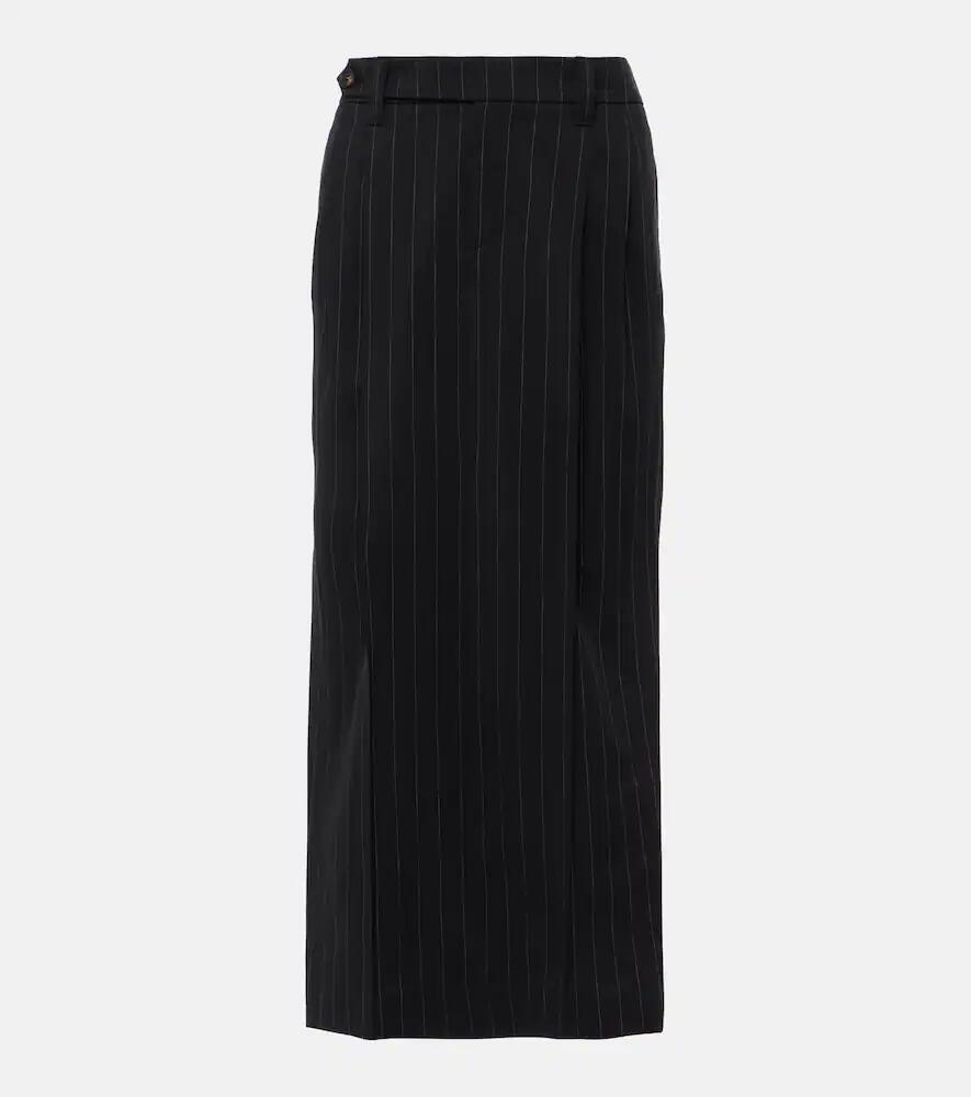 Brunello Cucinelli Pinstripe wool and cotton midi skirt Cover