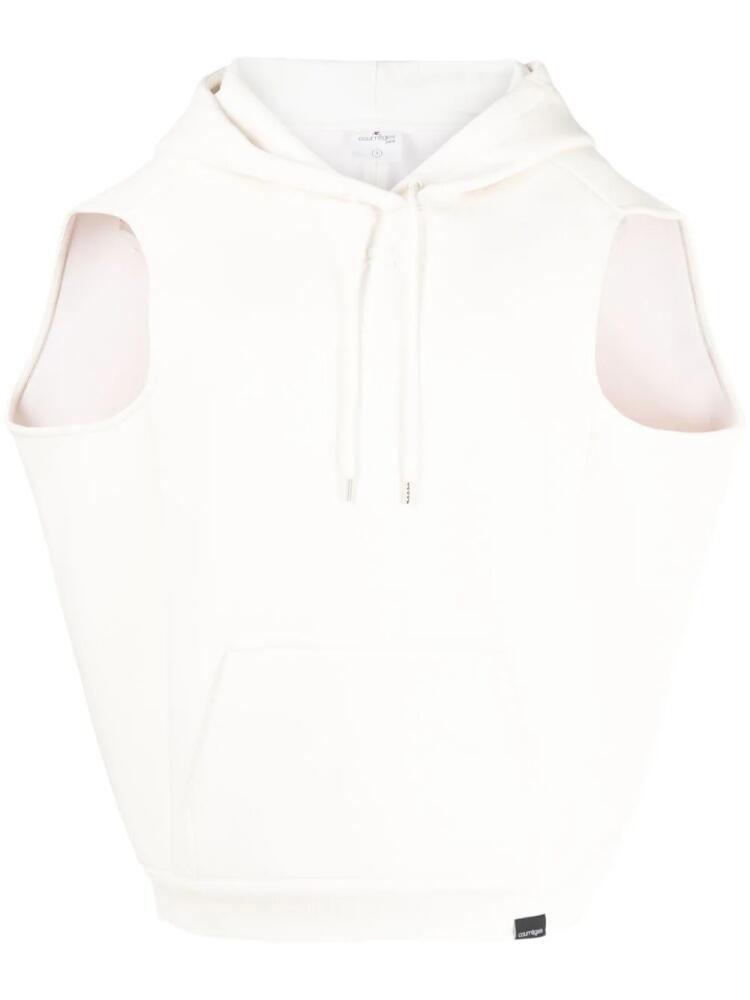 Courrèges sleeveless drawstring hoodie - White Cover