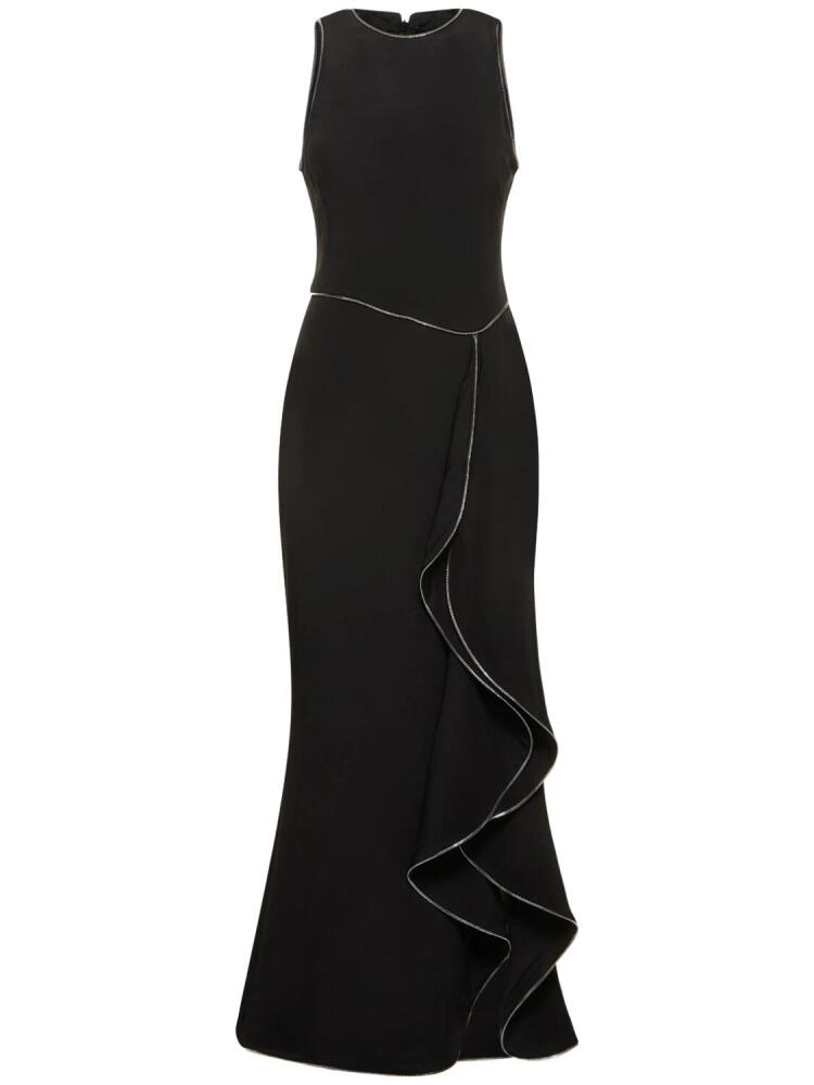 BRANDON MAXWELL Silk Crepe Long Dress W/ Zip Details Cover