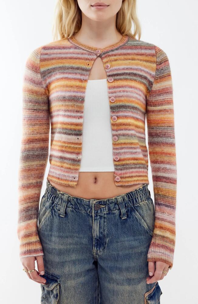 BDG Urban Outfitters Space Dye Stripe Cardigan in Rust Cover