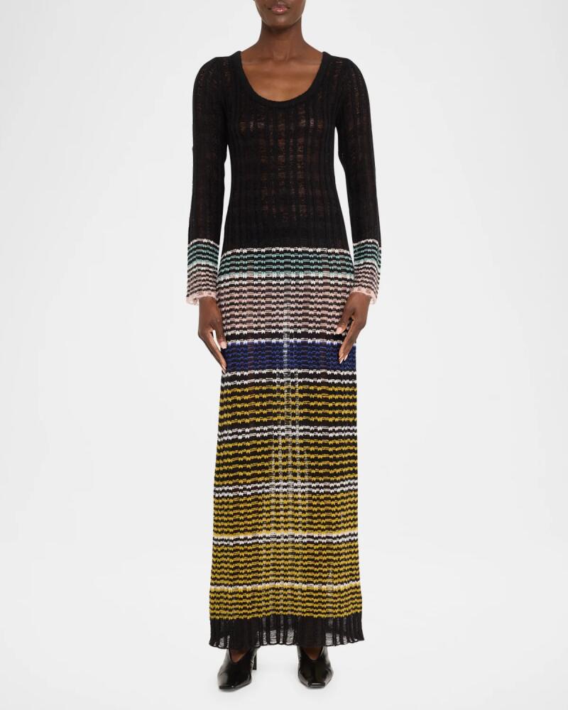 ZANKOV Raina Stripe Wool Maxi Dress Cover