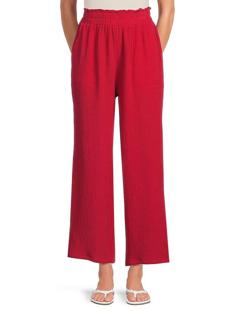 Saks Fifth Avenue Women's Gauze Wide Leg Pants - Fire Red Cover