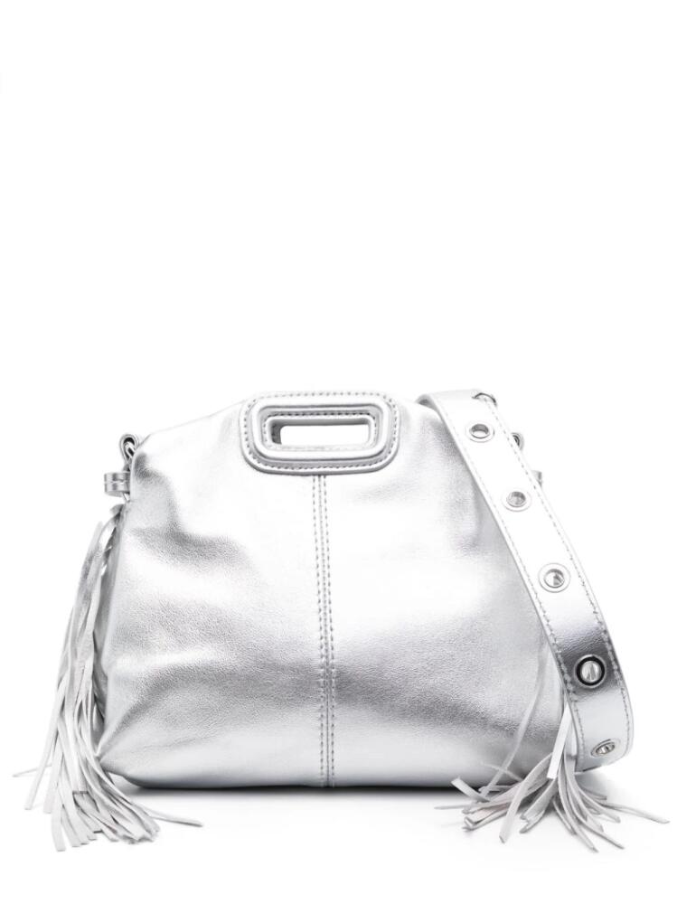 Maje Miss M metallic-effect leather mini bag - Silver Cover