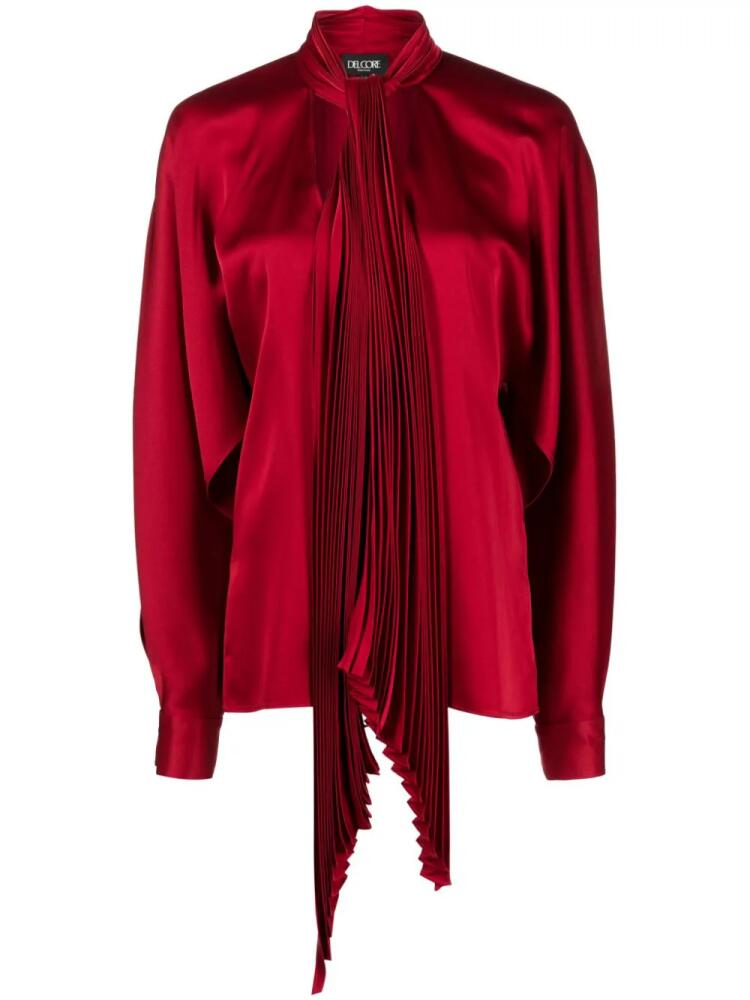 Del Core pleated pussy-bow satin blouse - Red Cover