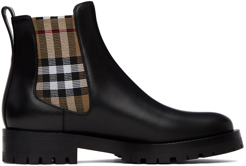 Burberry Black Vintage Check Chelsea Boots Cover