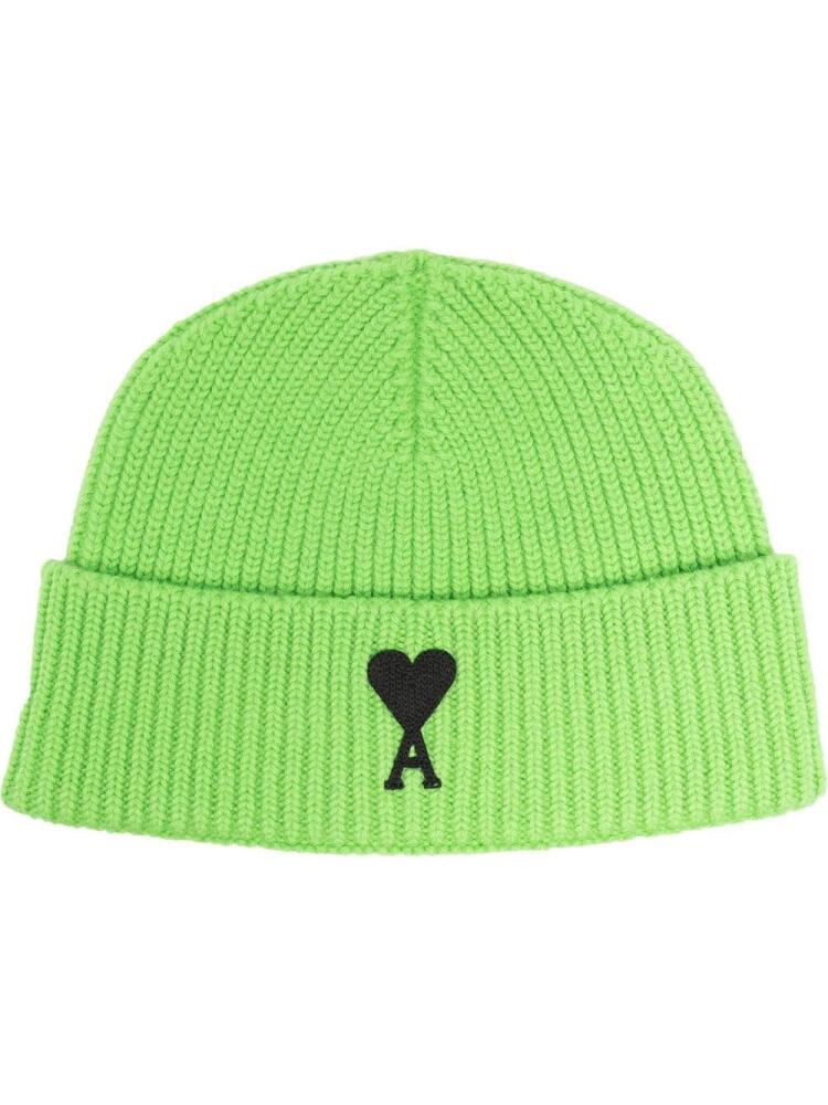 AMI Paris Ami de Coeur ribbed beanie - Green Cover