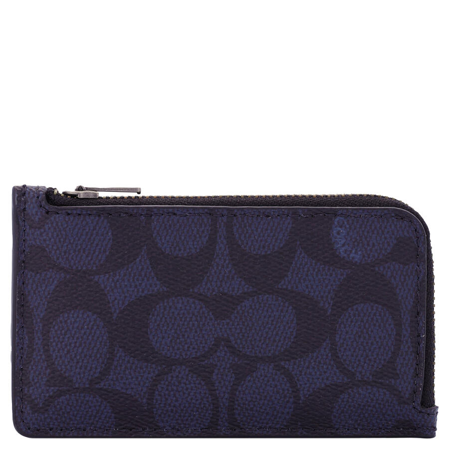 Coach Midnight L-zip Card Case In Signature Canvas Cover