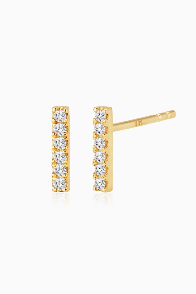 Oradina 14K Yellow Gold Brooklyn Bar Diamond Studs Cover