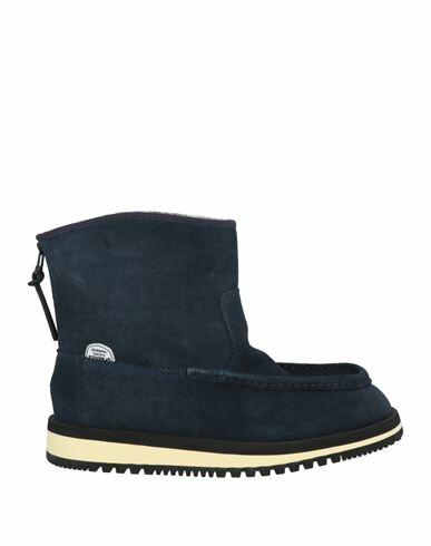 Suicoke Man Ankle boots Navy blue Cow leather, Shearling Cover