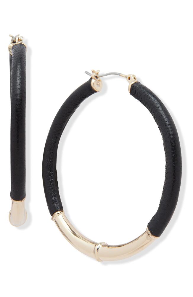 Lauren Ralph Lauren Leather Hoop Earrings in Black Cover