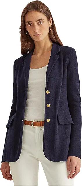 LAUREN Ralph Lauren Knit Sweater Blazer (Lauren Navy) Women's Clothing Cover