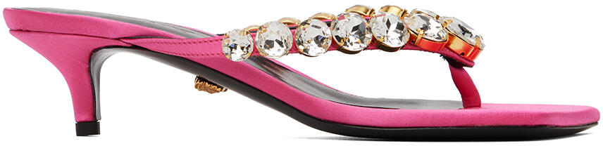 Versace Pink Crystal Heeled Sandals Cover