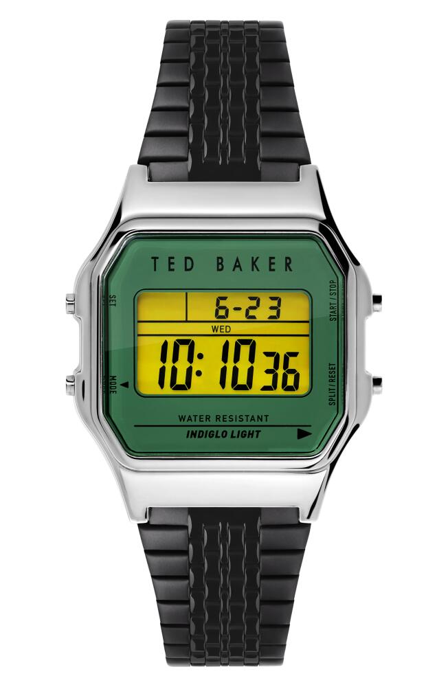 Ted Baker London Ted '80s Digital Bracelet Watch, 35.5mm in Silver/Green/Black Cover