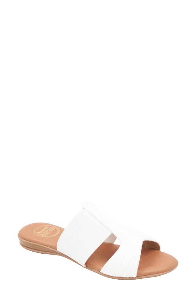 André Assous Noor Raffia Slide Sandal in White Cover