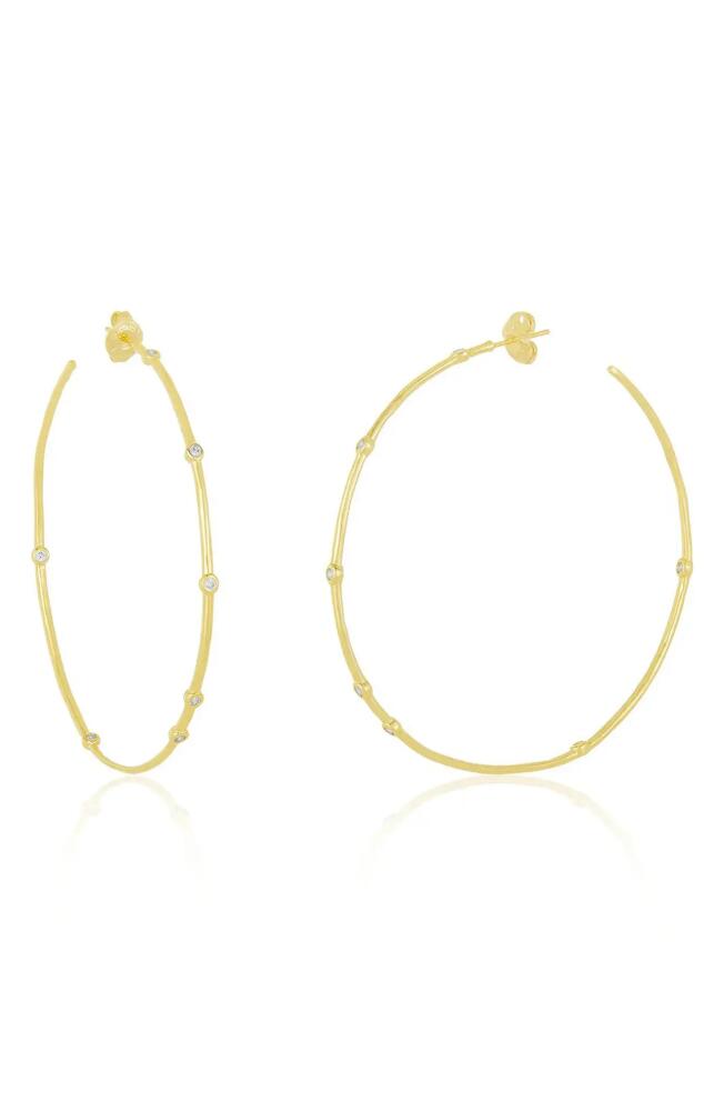 Melinda Maria Inside Out Station Hoop Earrings in Gold/white Diamondettes Cover