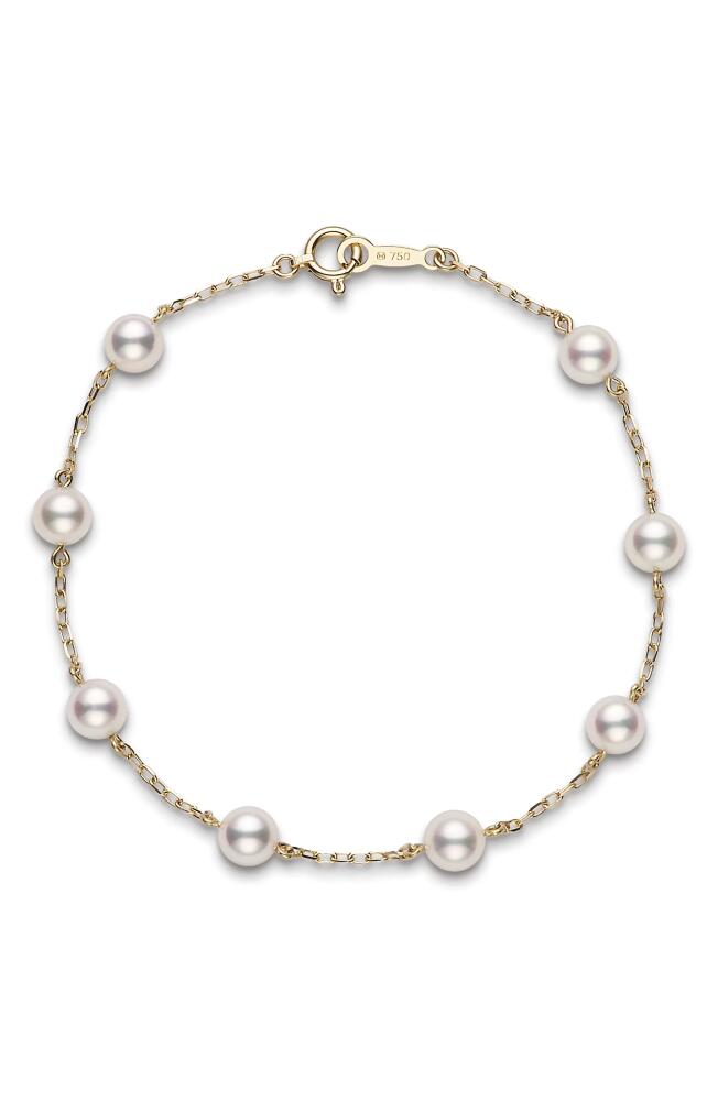 Mikimoto Akoya Cultured Pearl Station Bracelet in Yellow Gold/Pearl Cover