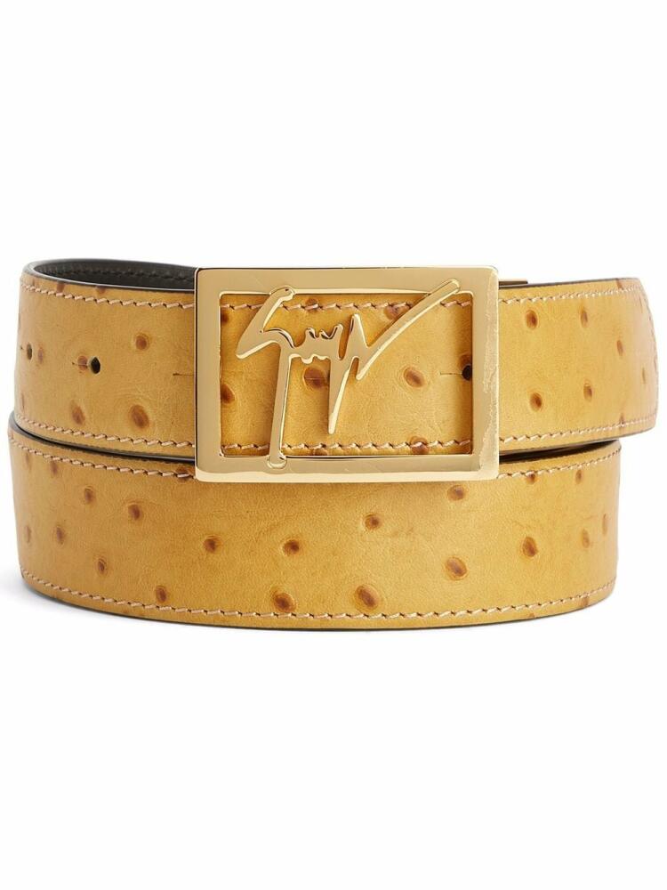 Giuseppe Zanotti pebbled logo-buckle belt - Neutrals Cover